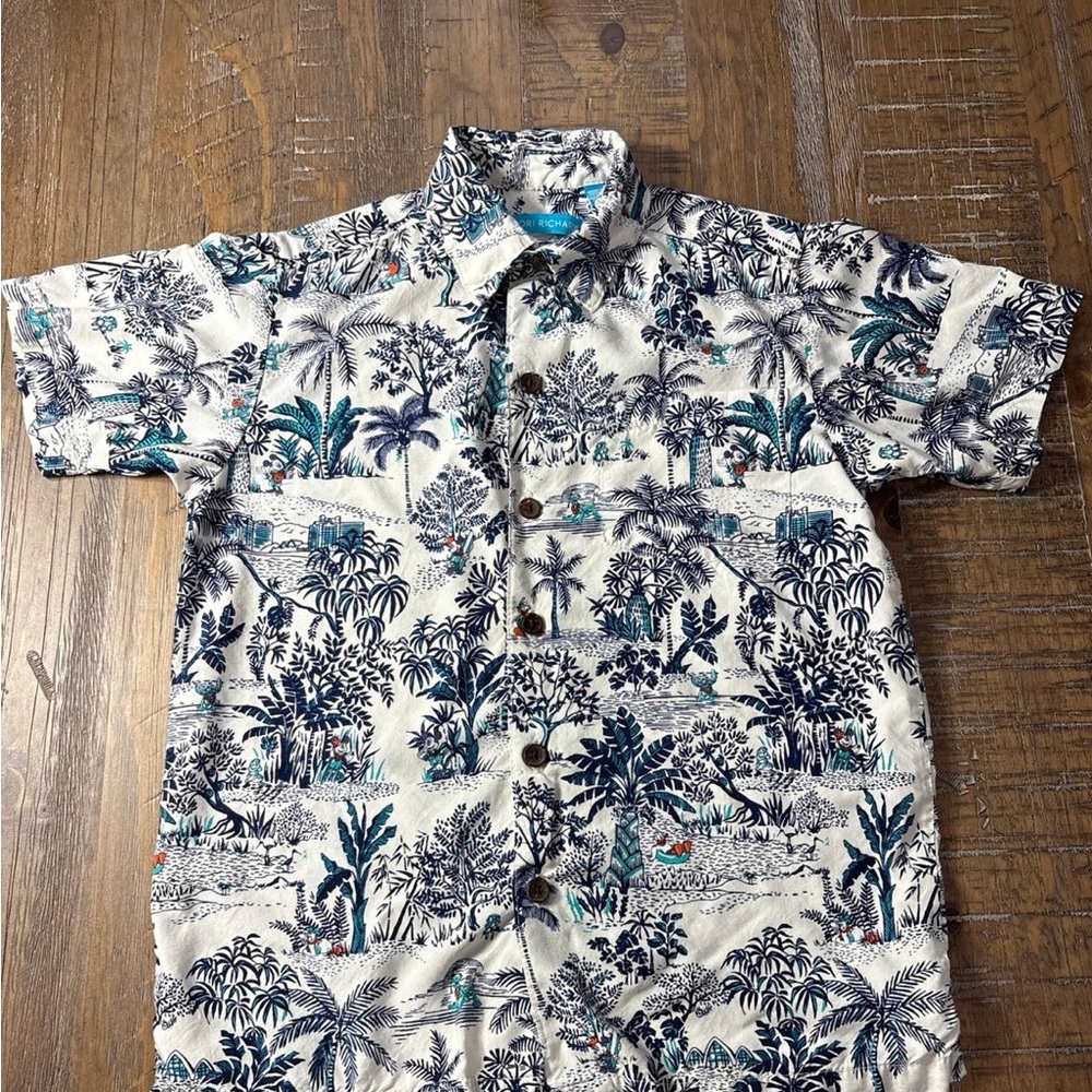 Tori Richard Navy and Teal Disney Tropical Shirt
